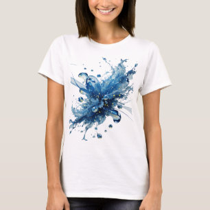 T-shirt Fleurs d'eau en argent frappant Art Vestimentaire