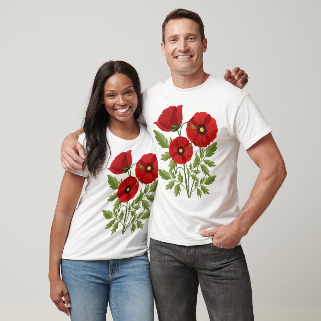 T-shirt Fleurs d'été joyeuses floraison de pavot (Unisexe)