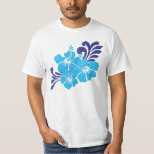 T-shirt Fleurs d'Hibiscus Bleu d'Hawaï