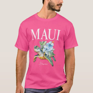 T-shirt Fleurs d'Hibiscus hawaïens Tortues marines Maui Ha