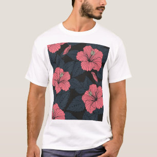 T-shirt Fleurs d'Hibiscus : papier peint transparent foncé