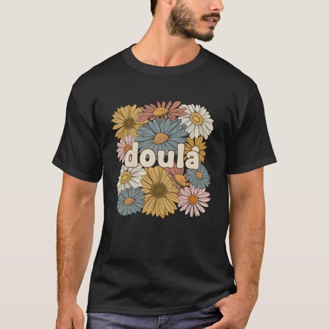 T-shirt Fleurs Doula super Postpartum Doula (Devant)