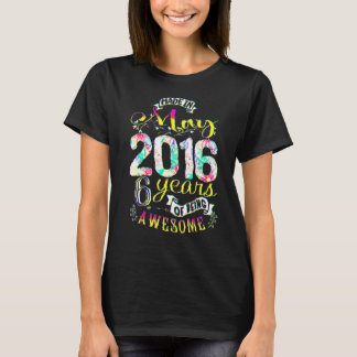 T-shirt Fleurs Du 6E Anniversaire Pour Filles Nées En Mai