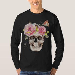T-shirt Fleurs du crâne Araignée papillon Halloween Cadeau