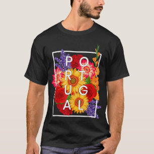 T-shirt Fleurs du Portugal Word Art - Portugais Pride