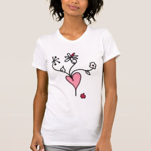 T-shirt Fleurs d'un coeur rouge