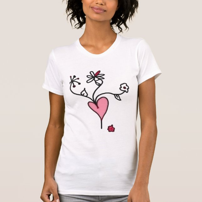 T-shirt Fleurs d'un coeur rouge (Devant)
