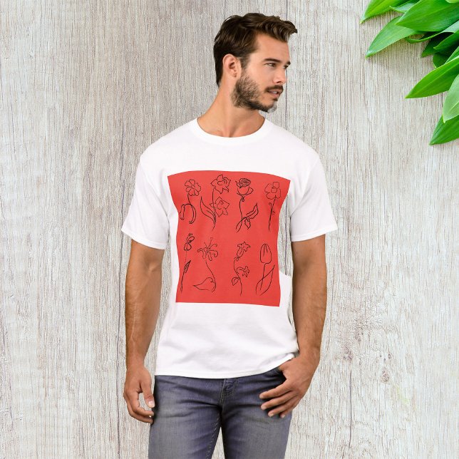 T-shirt Fleurs esquissées (Créateur téléchargé)