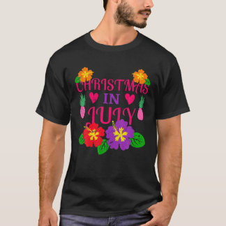 T-shirt Fleurs Et Ananas En Perte Noël En Juil