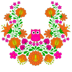T-shirt Fleurs et hibou du Kalocsai