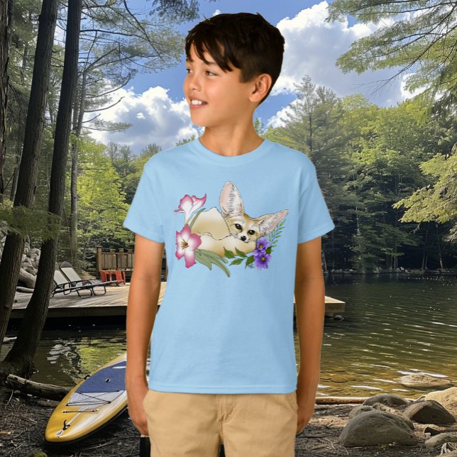 T-shirt Fleurs Fennec Fox mignonnes (Créateur téléchargé)