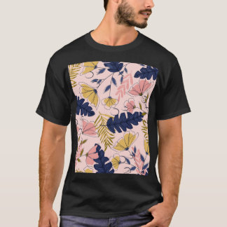 T-shirt Fleurs Feuilles tropicales Imprimer Vintage