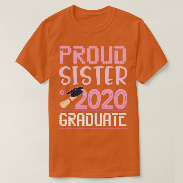 T-shirt Fleurs Fier Soeur 2020 Diplômé Frère Happy S (Design devant)