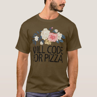 T-shirt Fleurs Florales Aquarelle Funny Code Pour Pizz