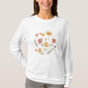 T-shirt Fleurs florales et aquarelle feuille