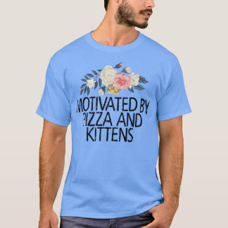 T-shirt Fleurs Florales, Motivées Par La Pizza Et Les Chat