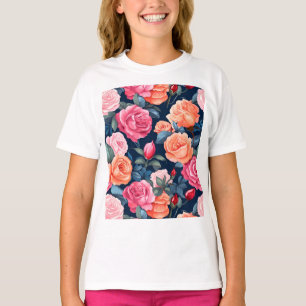 T-shirt Fleurs florales roses Motif-80037
