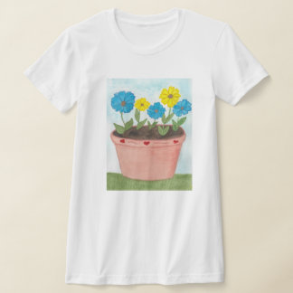 T-shirt Fleurs imaginaires dans un pot de fleurs avec des 