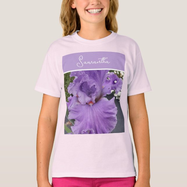 T-shirt Fleurs Iris Fleurs Violet Lavande Lilac Floral (Devant)