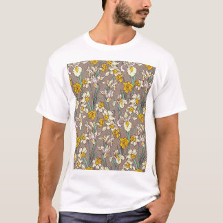 T-shirt Fleurs Iris Narcissus Vintage sans fil