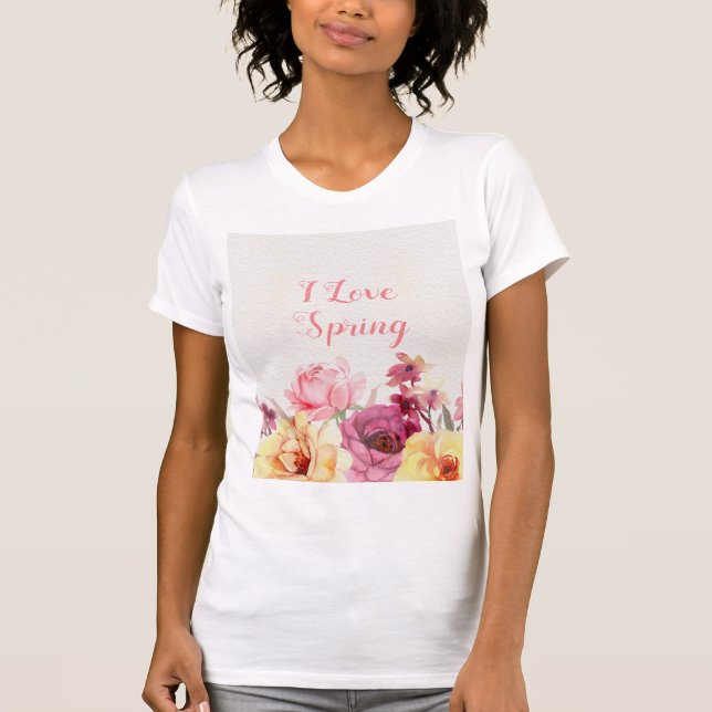 T-shirt Fleurs jaune violet rose rouge personnalisable (Devant)