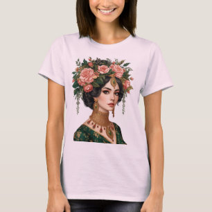 T-shirt Fleurs Jumelles Mesdames Élégant Art Floral T-Sh