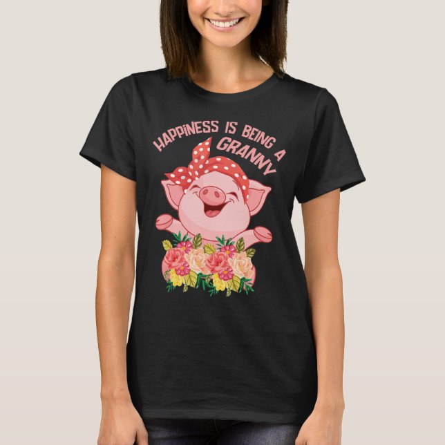 T-shirt Fleurs Le Bonheur Du Cochon Est D'Être Une Grand M (Devant)