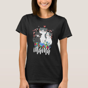 T-shirt Fleurs Maman & Bébé Chat Maman Animal Fête des Mèr