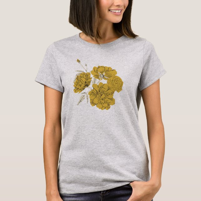 T-shirt Fleurs minimalistes jaunes (Devant)