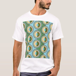 T-shirt Fleurs pliées : motif rétro bleu-vert.