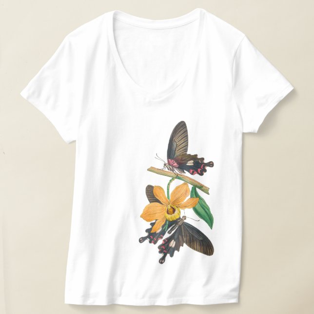 T-shirt Fleurs printanières et papillons (Poser)