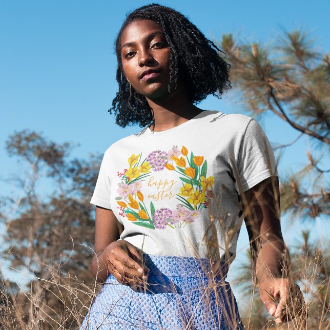 T-shirt Fleurs printanières jaunes et vertes modernes heur (Créateur téléchargé)