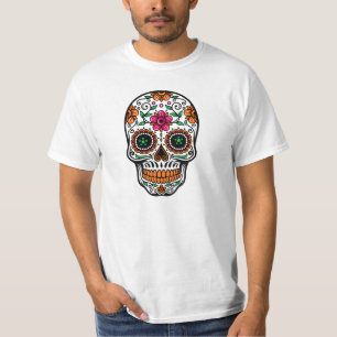 T-shirt Fleurs rétro colorées Crâne à sucre