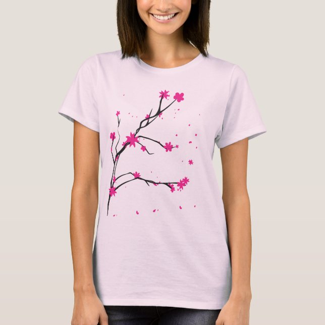 T-shirt Fleurs roses flottant au vent (Devant)