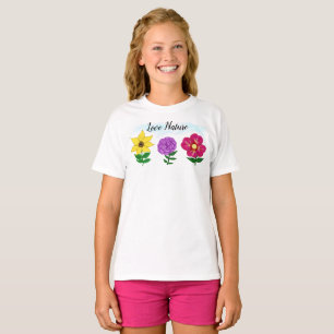 T-shirt Fleurs roses violettes jaunes estivales