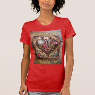 T-shirt Fleurs Rouge à Lèvres Coeur Série Steampunk