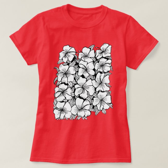 T-shirt Fleurs rouge rose (Design devant)