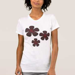T-shirt fleurs rouges et noires