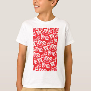 T-shirt Fleurs rouges hawaïennes