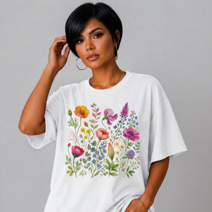 T-shirt Fleurs sauvages aquarelle d'été floral généré par