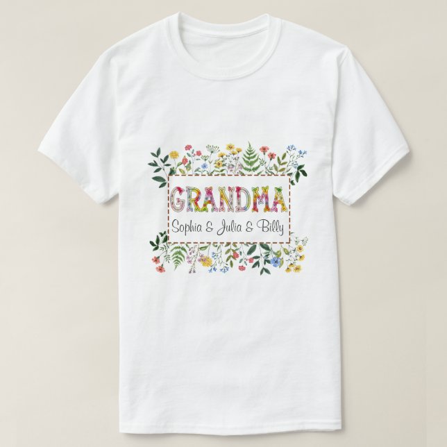 T-shirt FLEURS SAUVAGES de grand-mère personnalisés DC (Design devant)