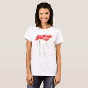 T-shirt Fleurs sauvages de pavot rouge fleurs Vintage