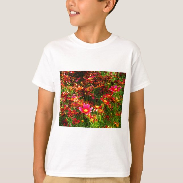 T-shirt Fleurs sauvages rose et jaune pâle (Devant)