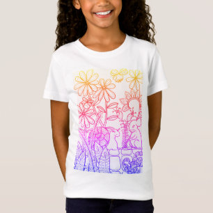 T-Shirt Fleurs, Souris et Escargots couleurs arc-en-ciel