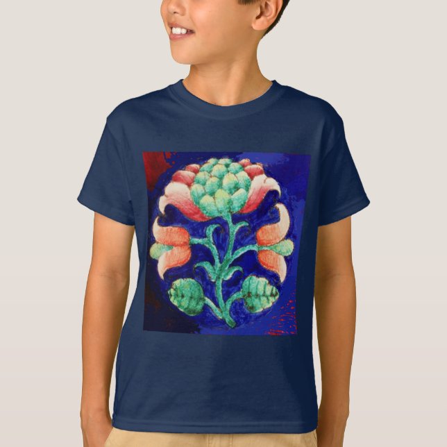 T-SHIRT FLEURS STYLISÉES / ROUGE VERT VERT BLEU FLORAL (Devant)
