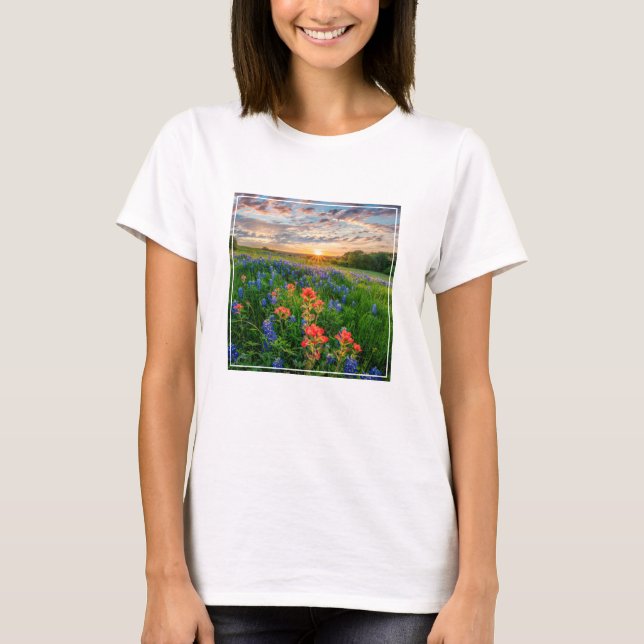 T-shirt Fleurs | Texas Bluebonnets & Indian Paintbrush (Devant)