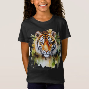 T-Shirt Fleurs Tiger Pastel Safari Aquarelle Savannah