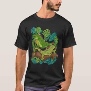 T-shirt Fleurs tropicales Animaux Reptiles Animaux Lizard 