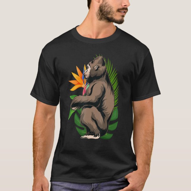 T-shirt Fleurs tropicales du singe Ape Exotique (Devant)