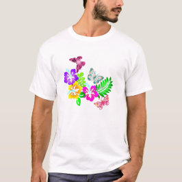 T-shirt Fleurs tropicales et papillons du ciel